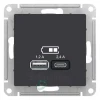 ATN001039 - ATLASDESIGN USB РОЗЕТКА A+С, 5В/2,4А, 2х5В/1,2 А, механизм, КАРБОН ATN001039 - ATLASDESIGN USB РОЗЕТКА A+С, 5В/2,4А, 2х5В/1,2 А, механизм, КАРБОН