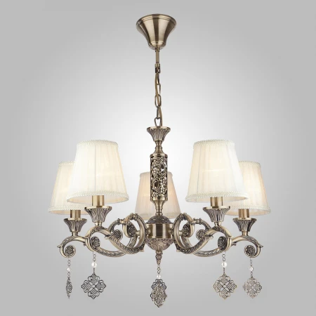 Люстра классическая с абажурами Eurosvet 60042/5 античная бронза