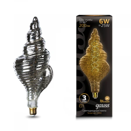 Лампа светодиодная филаментная Gauss E27 6W 2400K серая 166802008