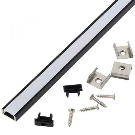 Профиль General GAL-GLS-2000-7-16-B черный (2м профиль+2м рассеиватель+ 2 заглушки + 4скобы с шурупами)