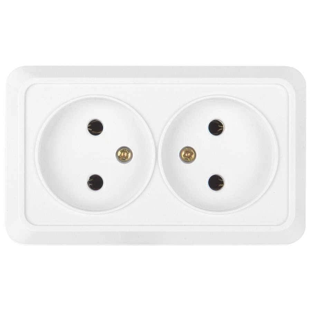 Розетка двойная 2П открытой установки IP20 10А 250В (керамика) белая "Альфа" General Розетка двойная 2П открытой установки IP20 10А 250В (керамика) белая "Альфа" General