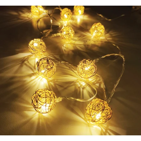 Светодиодная гирлянда Feron CL594 линейная интерьерная Золотые шарики, статичная, 2700K, 1.8 м с питанием от батареек, прозрачный шнур 51450 Светодиодная гирлянда Feron CL594 линейная интерьерная Золотые шарики, статичная, 2700K, 1.8 м с питанием от батареек, прозрачный шнур 51450