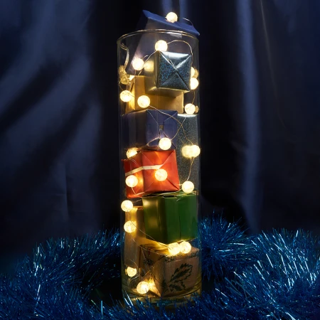 Светодиодная гирлянда Feron CL565 линейная Лед шарики, статичная 3м + 0.3м 2700K с питанием от батареек, прозрачный шнур 48611 Светодиодная гирлянда Feron CL565 линейная Лед шарики, статичная 3м + 0.3м 2700K с питанием от батареек, прозрачный шнур 48611