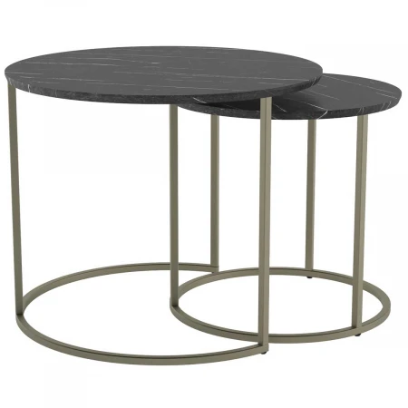 Комплект журнальных столов Калифорния Лесли Черный мрамор/Титан 9892332103