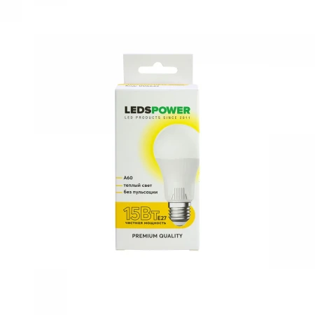 Светодиодная лампа LEDS POWER A60 E27 15Вт 3000К 006642 Светодиодная лампа LEDS POWER A60 E27 15Вт 3000К 006642