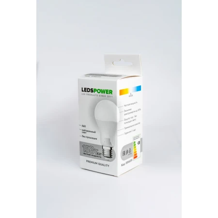 Светодиодная лампа LEDS POWER A60 E27 15Вт 4000К 006659 Светодиодная лампа LEDS POWER A60 E27 15Вт 4000К 006659