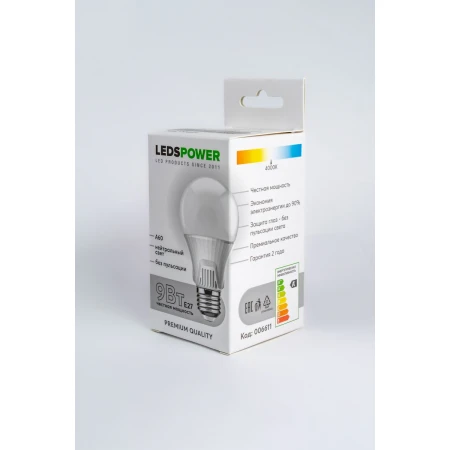Светодиодная лампа LEDS POWER A60 E27 9Вт 4000К 006611