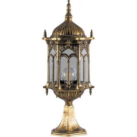 Светильник садово-парковый Feron PL115 шестигранный на постамент 60W 230V E27 черное золото